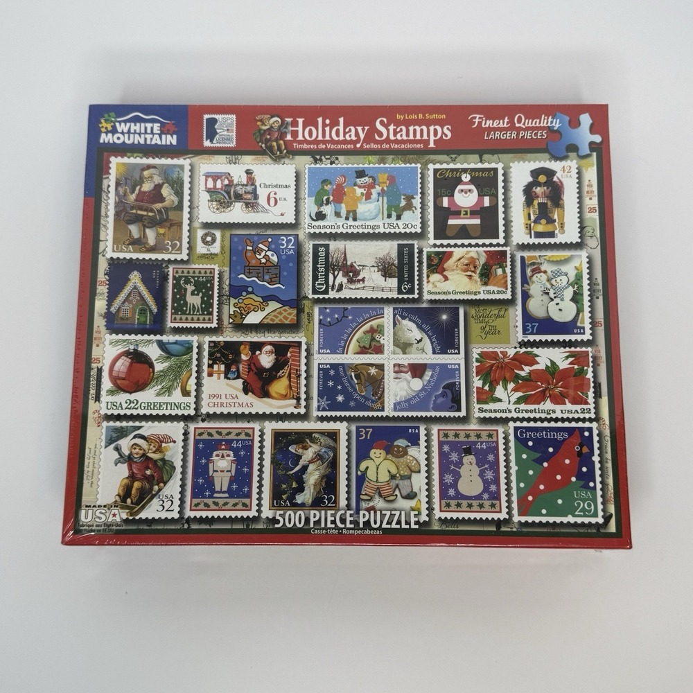 White Mountain Holiday Stamps 500 Piece Puzzle Brand New Factory Sealed‎